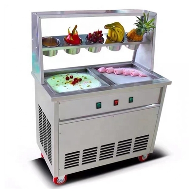 Doppelkompressor Mini gebratene Joghurt Maschine für hausgemachte Frucht Eiscreme Roll zu Hause