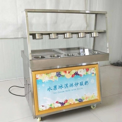 Energiebergbaubranche Flatpan Eiscreme Rollmaschinen mit Doppelrunden Pan Mini Pans