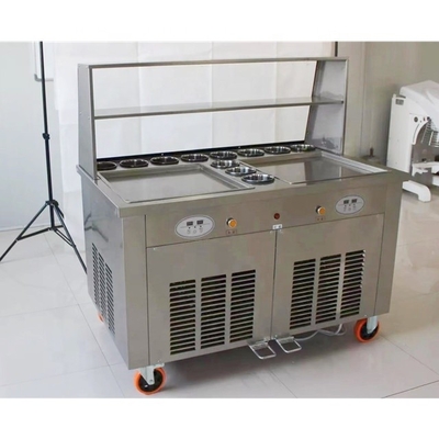 Energiebergbaubranche Flatpan Eiscreme Rollmaschinen mit Doppelrunden Pan Mini Pans