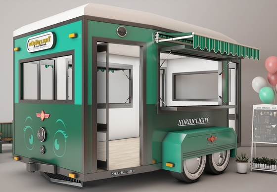 Ein mobiler Fast-Food-Truck mit Weizenrohstoff und heißem Kaffee