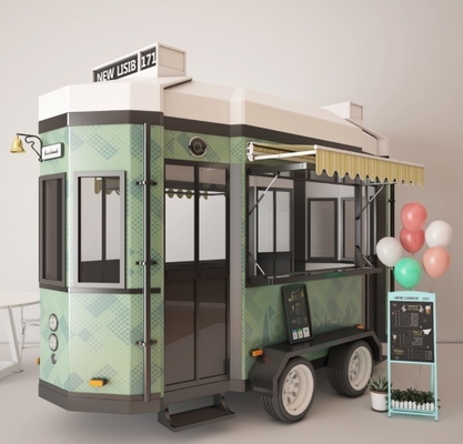 Ein mobiler Fast-Food-Truck mit Weizenrohstoff und heißem Kaffee