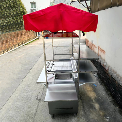 Handelsbetriebe für die Gastronomie Edelstahl Straßennahrung Snack Fritter Grill Barbecue Trolley Handwagen