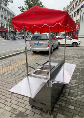 Handelsbetriebe für die Gastronomie Edelstahl Straßennahrung Snack Fritter Grill Barbecue Trolley Handwagen
