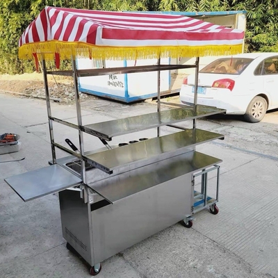 110v/220v mobile Edelstahl Straßen-Food Snack Gas Trolley Handwagen für 2023