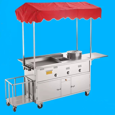 110v/220v mobile Edelstahl Straßen-Food Snack Gas Trolley Handwagen für 2023