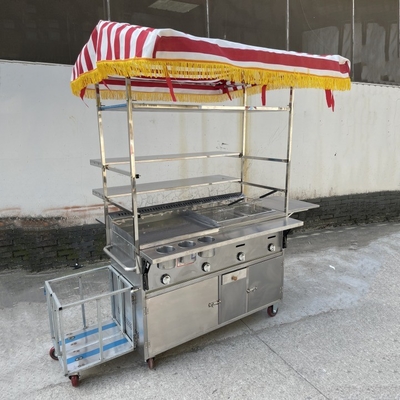 110v/220v mobile Edelstahl Straßen-Food Snack Gas Trolley Handwagen für 2023
