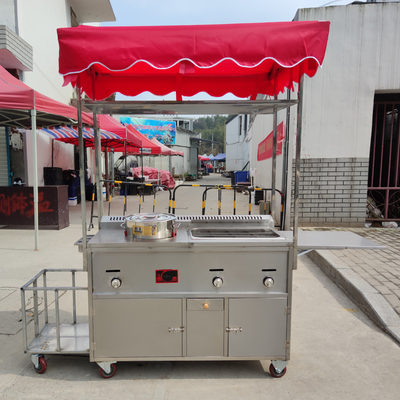 110v/220v mobile Edelstahl Straßen-Food Snack Gas Trolley Handwagen für 2023
