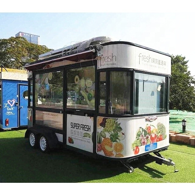 Bus aus Edelstahl Tiefbrenner Fastfood-Trucks Straßenmobile Nahrungsmittelanhänger mit vollständiger Kücheneinrichtung