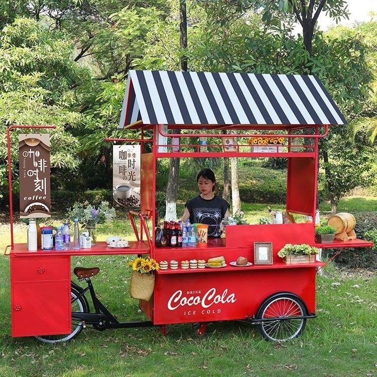 Multifunktionelle Kaffeekutschen Nahrungsmittelanhänger mobile Lebensmittelkarre Eiscreme Mini-Lebensmittel-Truck