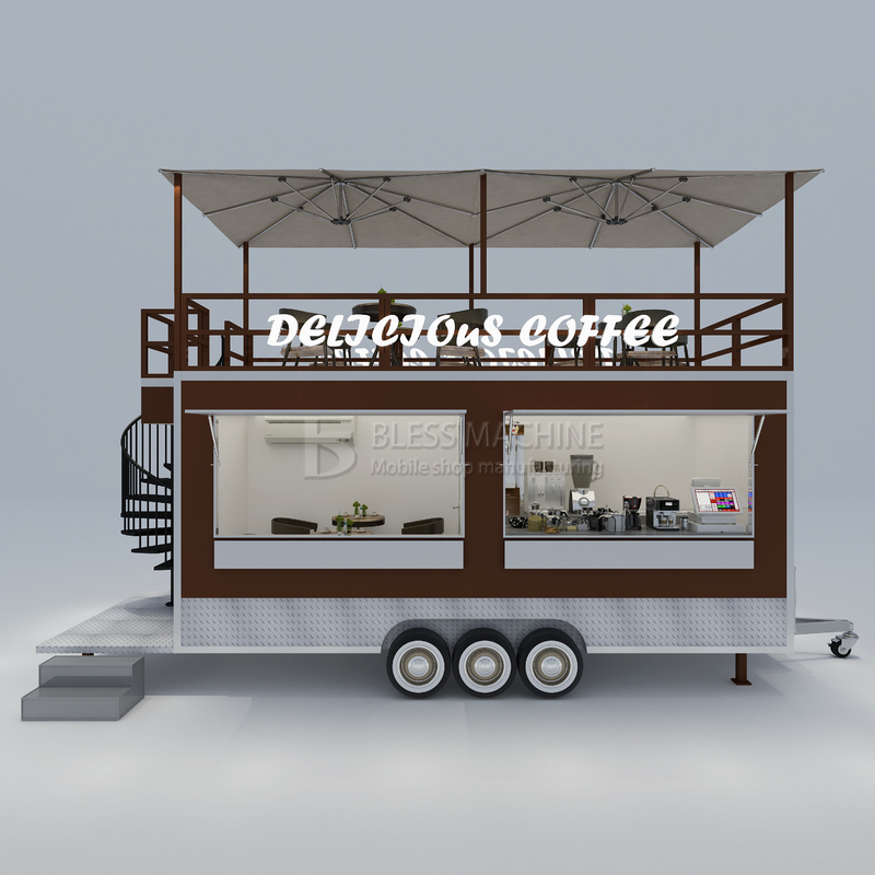 40 km/h Mobilkaffeehaus Fastfood Restaurant Schlepperwagen mit zweiten Stock
